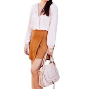 CHELSEA28 Women's Skirt Genuine Suede Faux Wrap Mini Brown Size M Boho Y2K $228